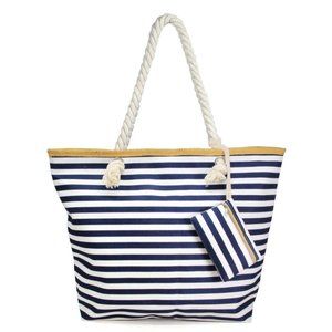 Striped Tote Bag Featuring Matching Coin/Card Pouch